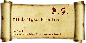 Mihályka Florina névjegykártya